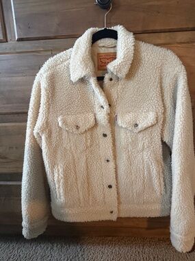 Levi's Cream Teddy Sherpa Jacket - Size Small